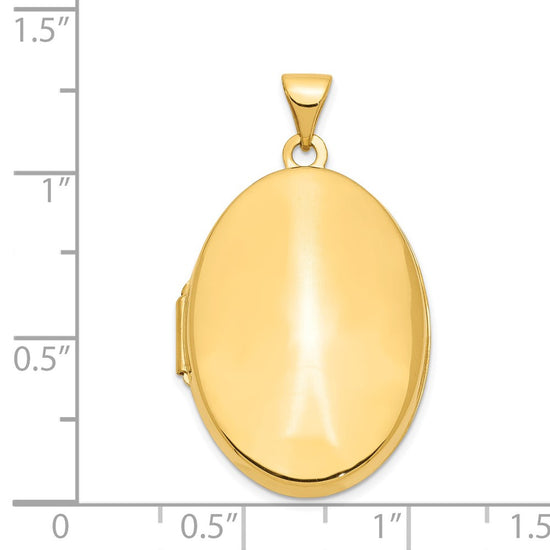 14k Polished Domed Plain 26mm Oval Locket