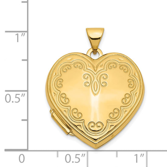 14k Scallop Design 21mm Heart Locket