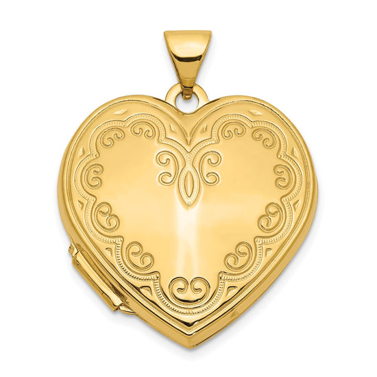 14k Scallop Design 21mm Heart Locket