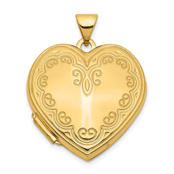 14k Scallop Design 21mm Heart Locket