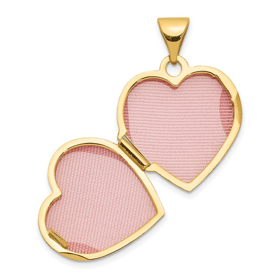14k Polished Floral Reverses to LOVE YOU ALWAYS Script 15mm Heart Locket