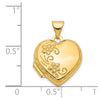 14k Polished Floral Reverses to LOVE YOU ALWAYS Script 15mm Heart Locket