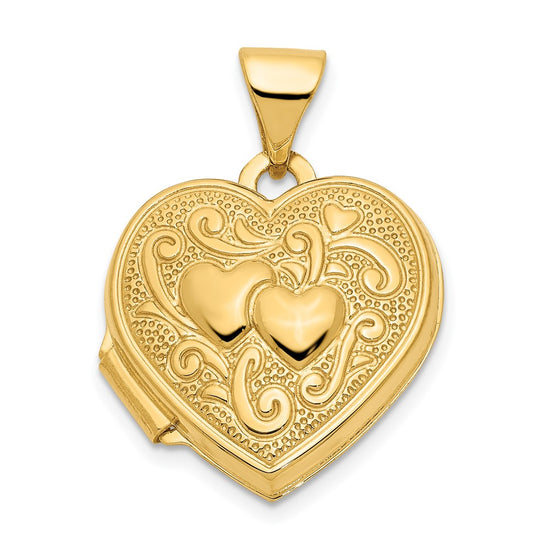 Gold Polished Double Heart Lockets