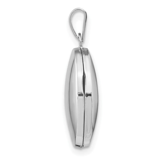 14k White Gold Polished Plain 17mm Oval Locket