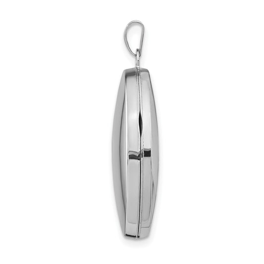 14k White Gold Polished Domed Plain 26mm Oval Locket