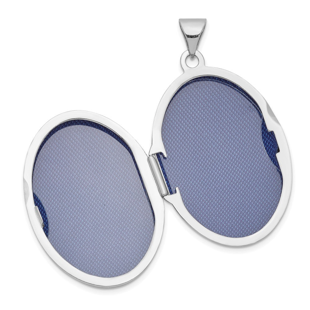 14k White Gold Polished Domed Plain 26mm Oval Locket