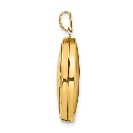 14k Diamond-shaped Design 21mm Oval Locket