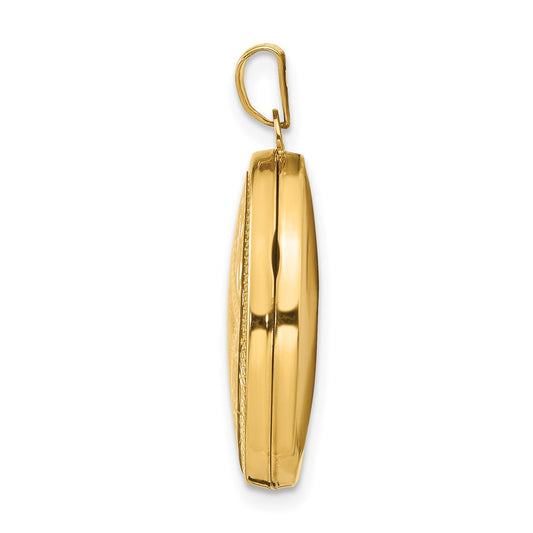 14k Diamond-shaped Design 21mm Oval Locket