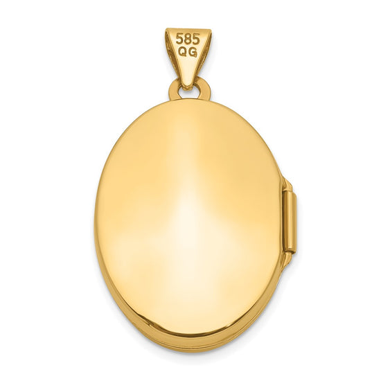 14k Diamond-shaped Design 21mm Oval Locket
