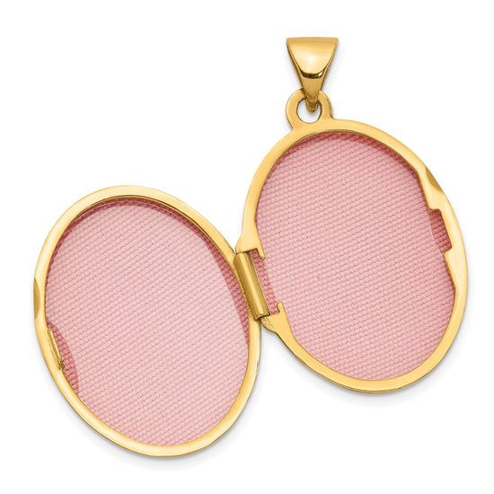 14k Diamond-shaped Design 21mm Oval Locket