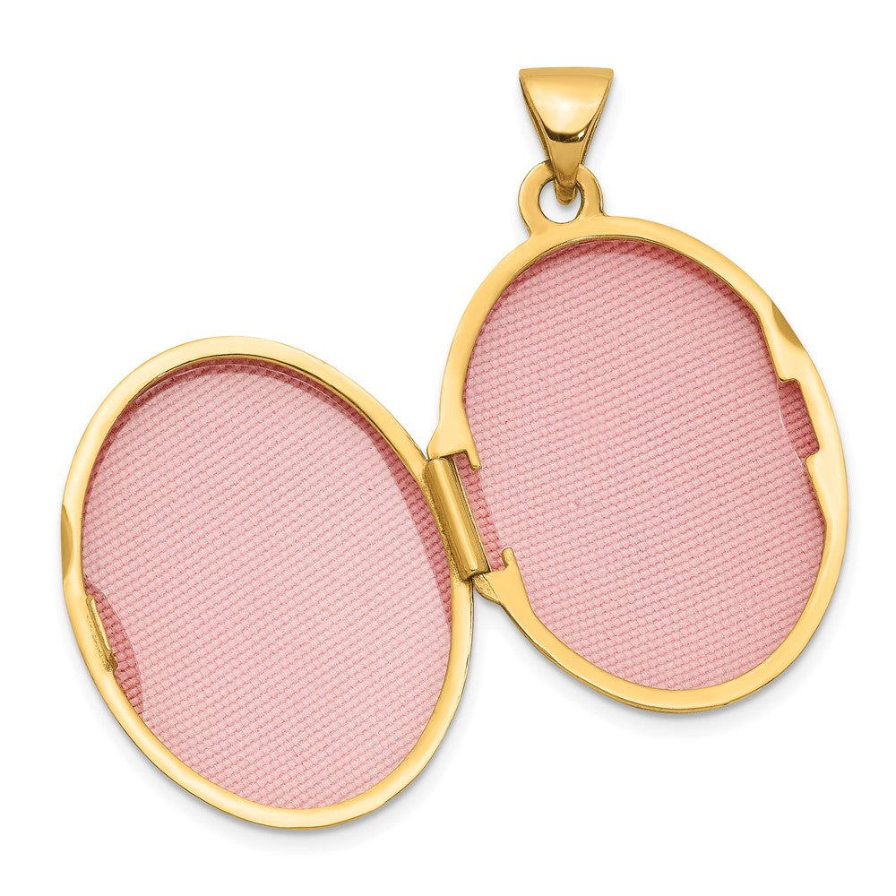 14k Diamond-shaped Design 21mm Oval Locket