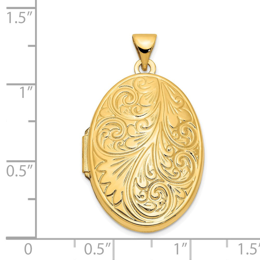 14k Scroll Design 26mm Oval Locket