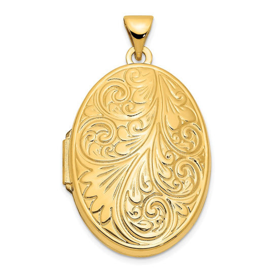 14k Scroll Design 26mm Oval Locket