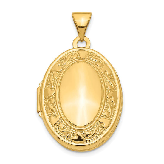 14k Heart Border 21mm Oval Locket