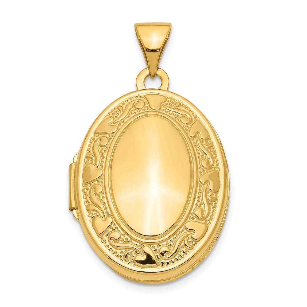 14k Heart Border 21mm Oval Locket