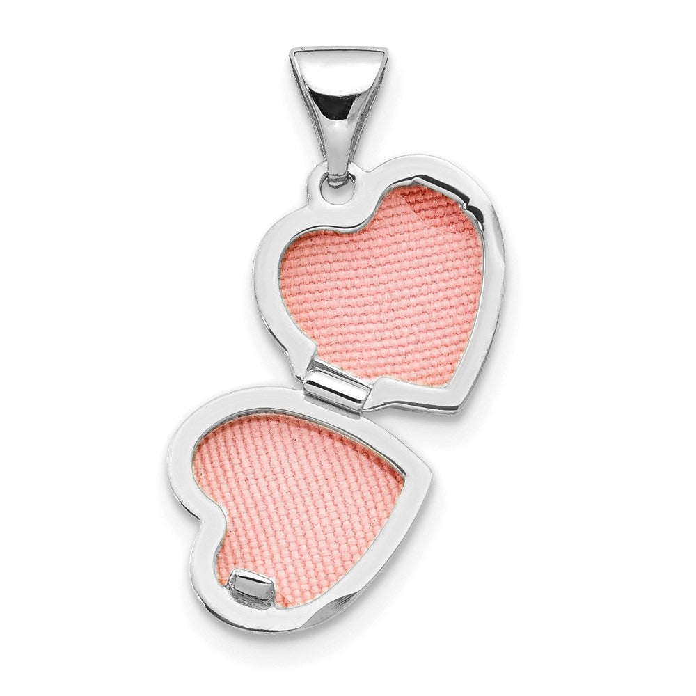 14k White Gold Floral 10mm Heart Locket