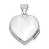 14k White Gold Polished Plain 15mm Heart Locket