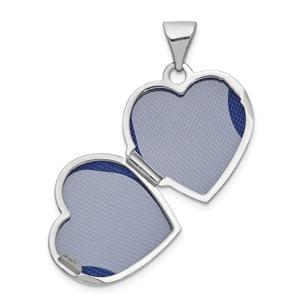 14k White Gold Polished Plain 15mm Heart Locket