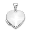 14k White Gold Polished Plain 15mm Heart Locket