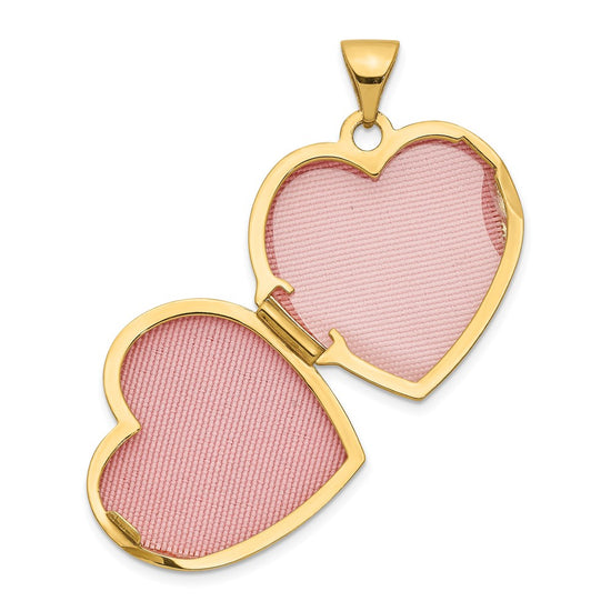 14k Scrolled Design Reverses to LOVE YOU ALWAYS Script 18mm Heart Locket