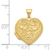 14k Scrolled Design Reverses to LOVE YOU ALWAYS Script 18mm Heart Locket