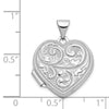 14k White Gold Scrolled Design Reverses to LOVE YOU ALWAYS Script 18mm Heart Locket