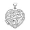 14k White Gold Scrolled Design Reverses to LOVE YOU ALWAYS Script 18mm Heart Locket