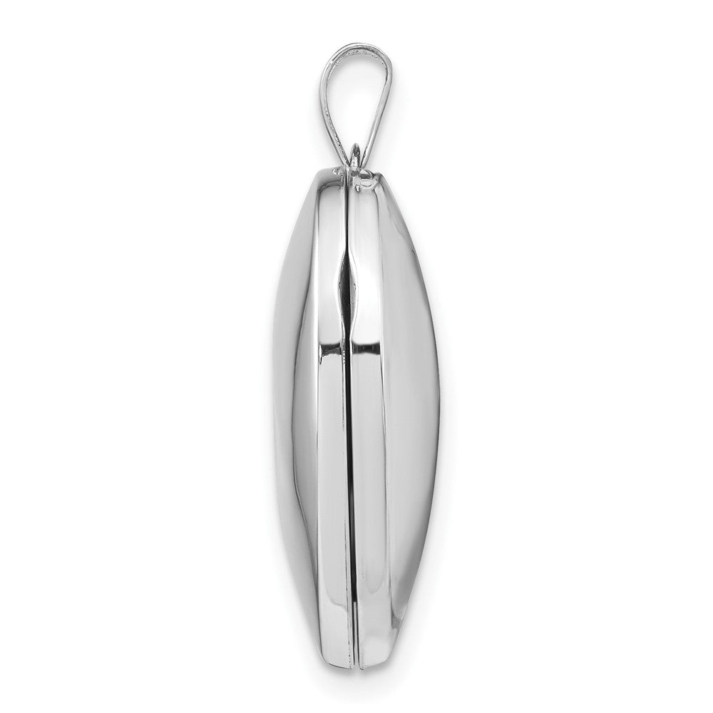 14k White Gold Polished Domed Plain 21mm Heart Locket