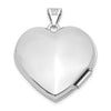14k White Gold Polished Domed Plain 21mm Heart Locket