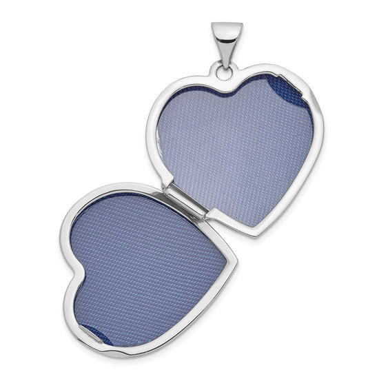 14k White Gold Polished Domed Plain 21mm Heart Locket