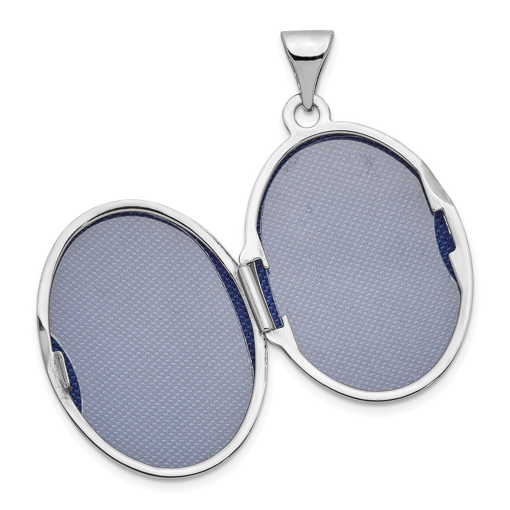 14k White Gold Polished Leaf Swirl Design with LOVE YOU ALWAYS on Reverse 21mm Oval Locket
