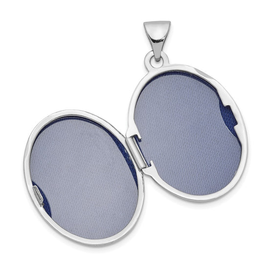 14k White Gold Polished Plain 21mm Oval Locket