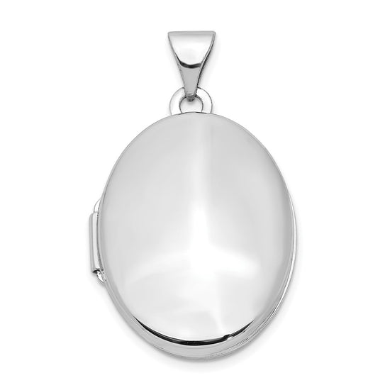 14k White Gold Polished Plain 21mm Oval Locket