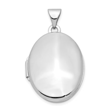 14k White Gold Polished Plain 21mm Oval Locket