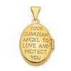 14k with White Rhodium Guardian Angel with Poem on Reverse 17mm Oval Locket