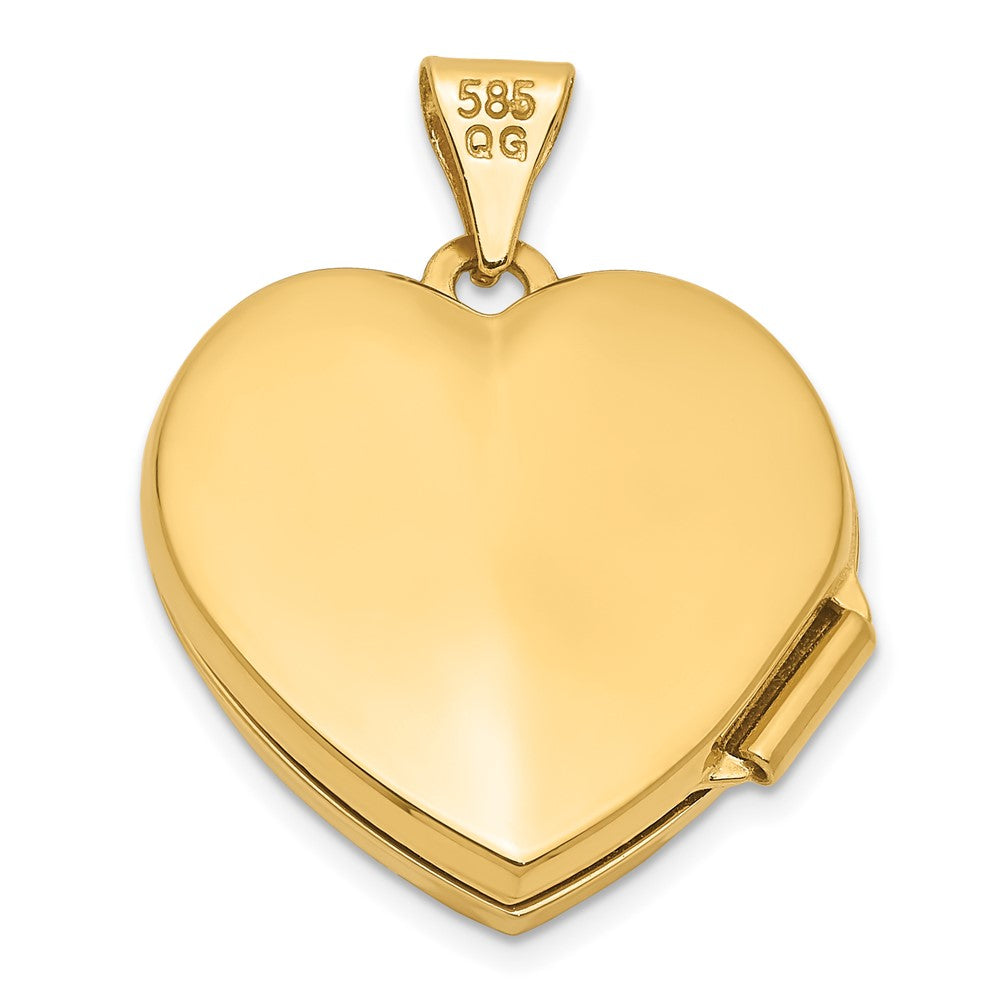 14k with White Rhodium DAUGHTER Script Floral 18mm Heart Locket