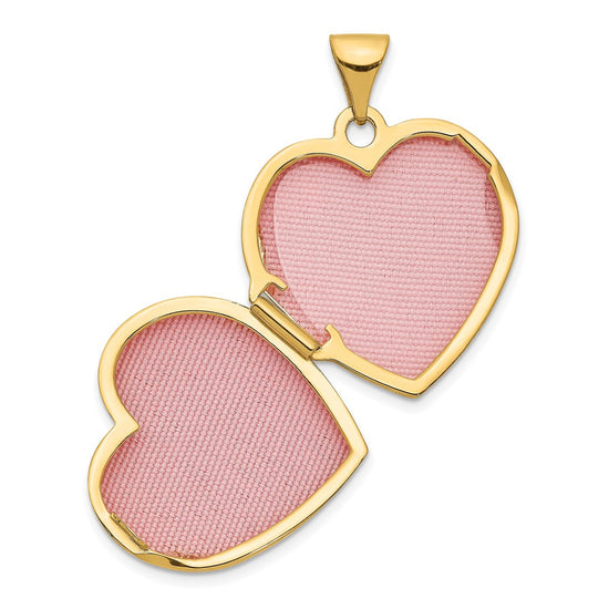14k with White Rhodium DAUGHTER Script Floral 18mm Heart Locket