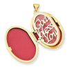 14k with White Rhodium Diamond Guardian Angel with Poem on Reverse 26mm Oval Family Locket