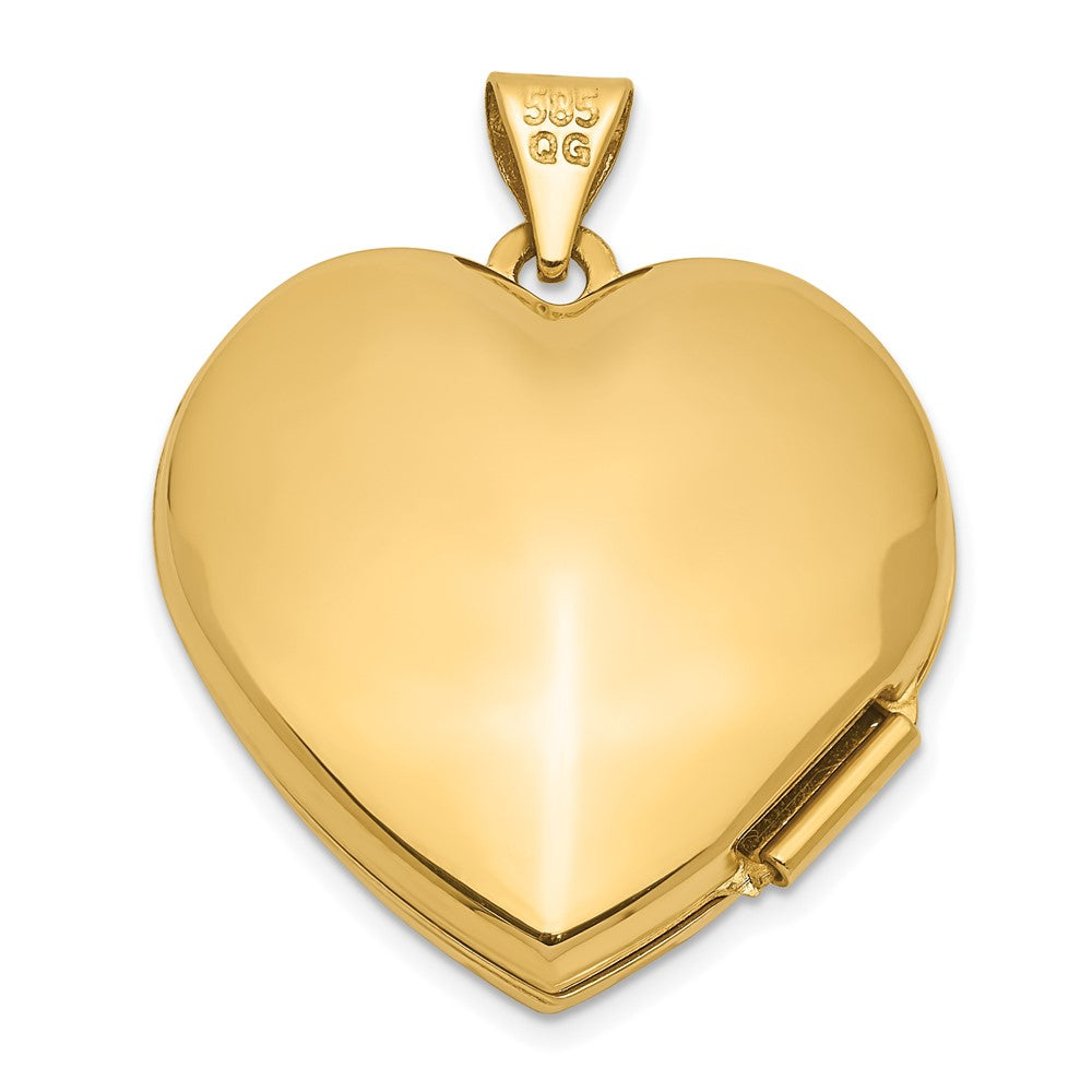 14k Polished Domed Plain 21mm Heart Locket