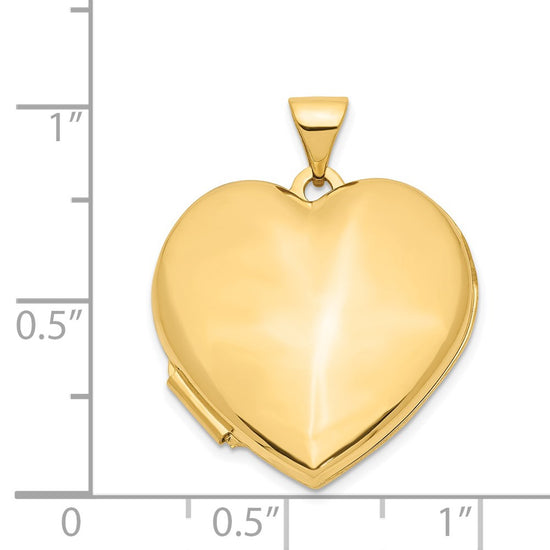 14k Polished Domed Plain 21mm Heart Locket