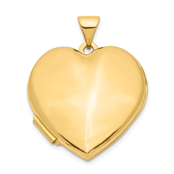 14k Polished Domed Plain 21mm Heart Locket