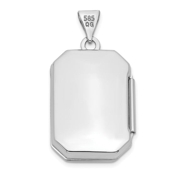 14k White Gold Fancy Border 20x15mm Rectangle Locket
