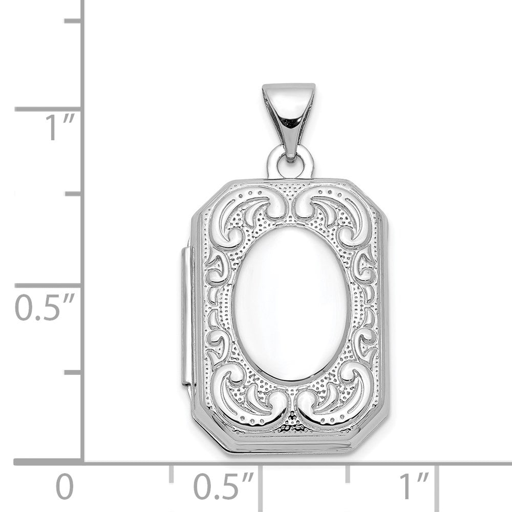 14k White Gold Fancy Border 20x15mm Rectangle Locket