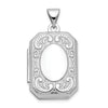 14k White Gold Fancy Border 20x15mm Rectangle Locket