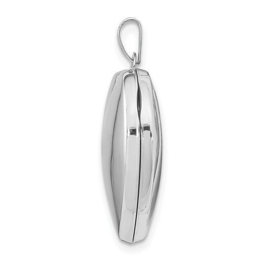 14k White Gold Polished Domed 21mm Heart Family Locket Holds 4 Photos
