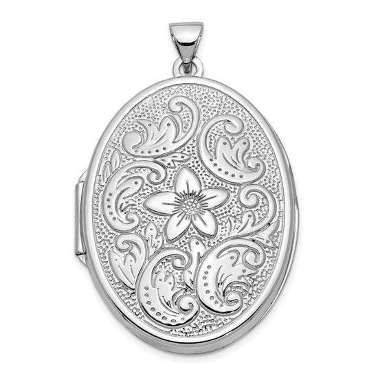 Gold Polished Flower Oval Lockets