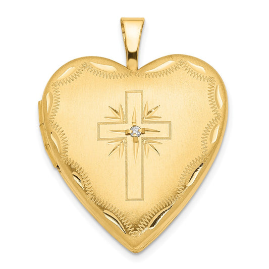 Gold Polished Cross Heart Lockets