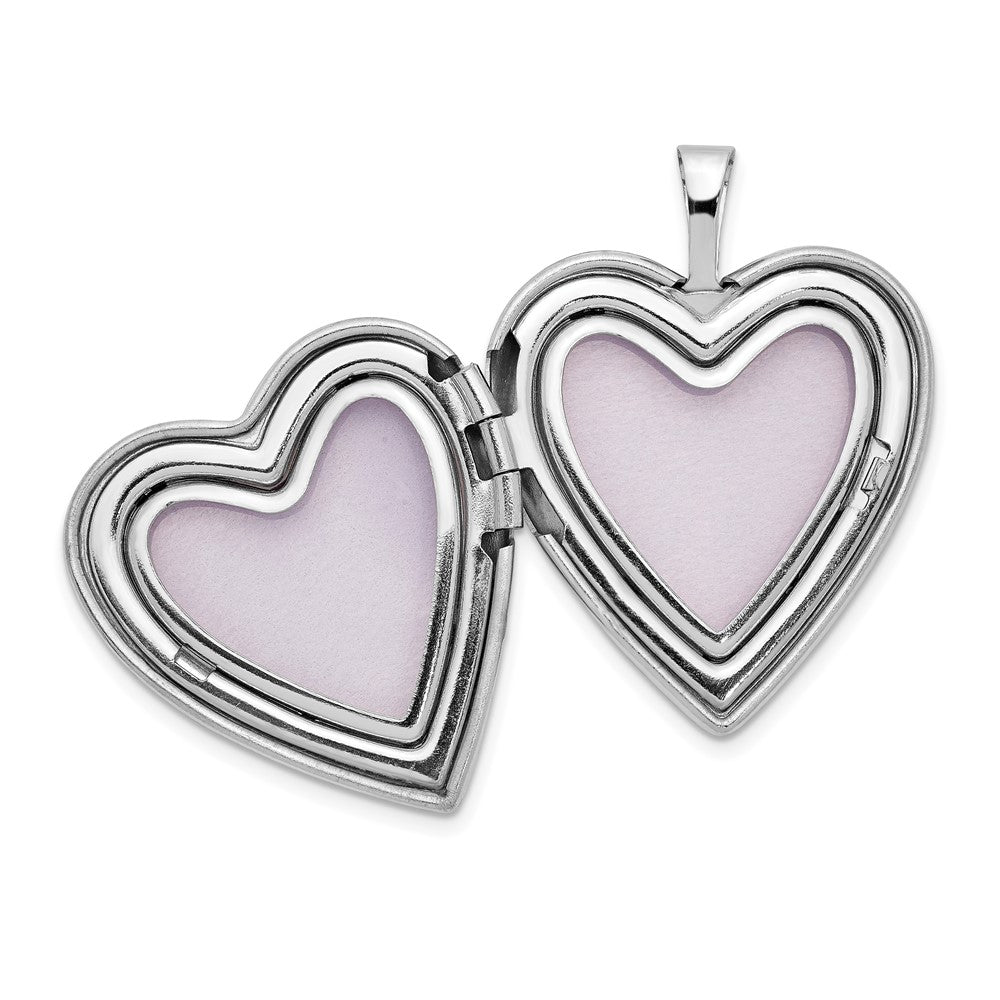 14K White Gold Floral Vine Border 20mm Heart Locket