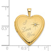 14K Satin Diamond Star I LOVE YOU Script 20mm Heart Locket