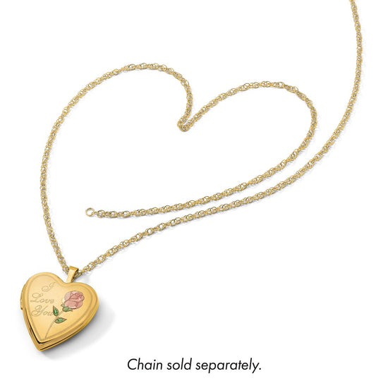 Gold Polished "I Love You"Heart Lockets